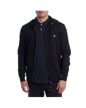 U.S. Polo Assn Herren-Kapuzenpullover mit Reißverschluss, Modell US41162009 - Schwarz