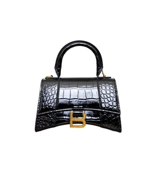 Balenciaga Hourglass XS Tasche mit Krokodilprägung – 20er