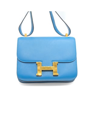 Hermès Constance 24 Blaue Sansibar Evercolor Ledertasche - 10er