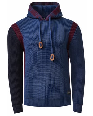 Kontrast Grobstrick Kapuzenpullover