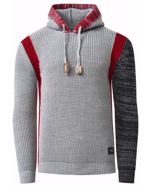 Kontrast Grobstrick Kapuzenpullover