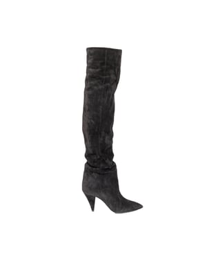 Saint Laurent Era 85 Overknee-Stiefel aus Wildleder – 10er