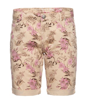 Amor, Truth & Trust Damen ATT JEANS Feminine Jeansshorts mit floralem All-Over Print Lola beige