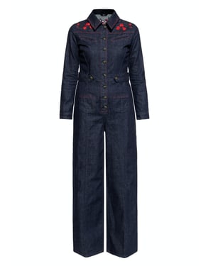 Queen Kerosin Damen Western Overall Roses Denim