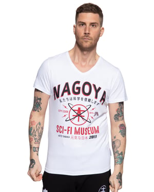 Akito Tanaka Herren T-Shirt mit Frontprint City Code weiß