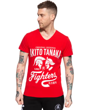 Akito Tanaka Herren T-Shirt mit Frontprint Gladiator Fighters rot