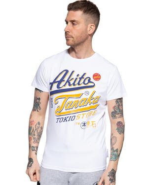 Akito Tanaka Herren T-Shirt mit Frontprint Tokio Beach weiß