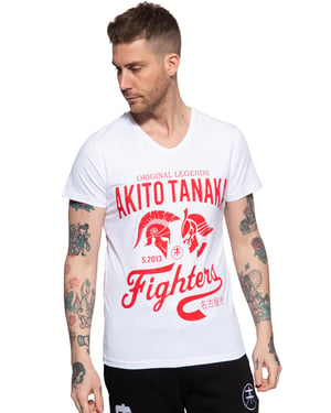 Akito Tanaka Herren T-Shirt mit Frontprint Gladiator Fighters weiß