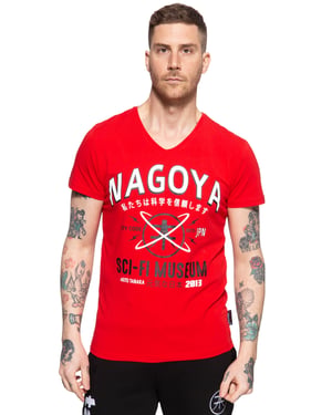 Akito Tanaka Herren T-Shirt mit Frontprint City Code rot
