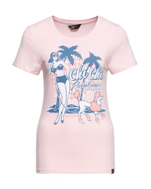 Queen Kerosin Damen T-Shirt Chi Chi Beach Poodle pink