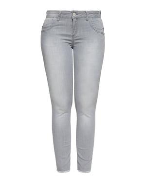 Amor, Truth & Trust Damen ATT JEANS Slim Fit Jeans mit offenen Kanten am Saum Leoni grau