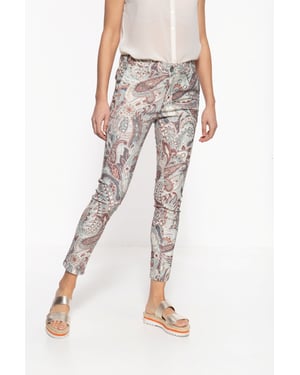 Amor, Truth & Trust Damen ATT JEANS High Waist Slim Fit Jeans mit auffälligem Paisley-Muster Ruby gemustert