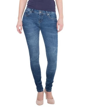 Way of Glory Damen WAY OF GLORY 5-pocket Jeans »Maria« Slim Fit Maria mittelblau