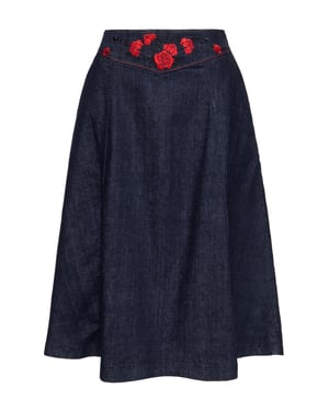 Queen Kerosin Damen Western Swingrock Roses Denim