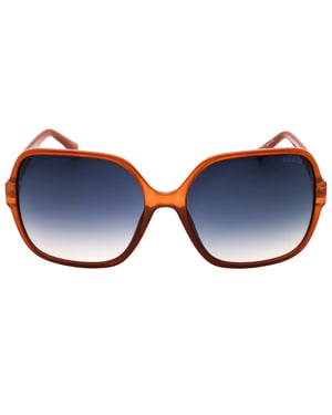 Guess – Sonnenbrille mit Farbverlauf in Hellbraun mit blauen Gläsern