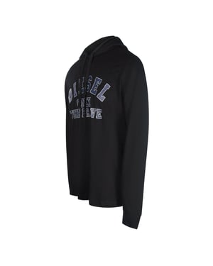 Diesel – Schwarzes T-Shirt mit Kapuze und Logo „Only The Brave“