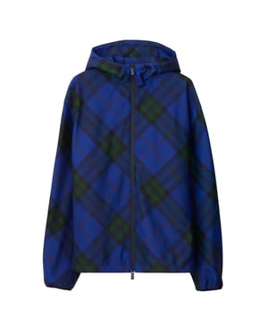 Burberry – Blaue Kapuzenjacke mit House-Check