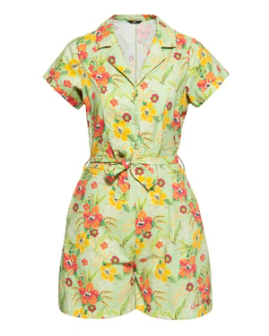 Queen Kerosin Damen Blusen Jumpsuit Hibiscus Mint mint