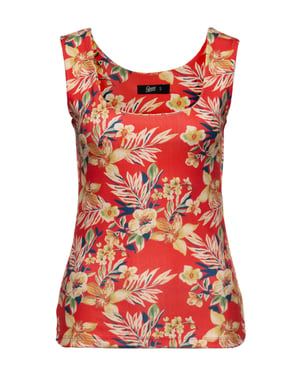 Queen Kerosin Damen Trägertop mit tropischem All-Over-Print Hawaii Red mehrfarbig