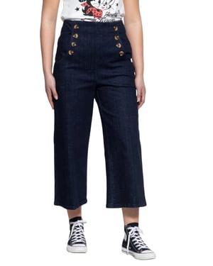 Queen Kerosin Damen Capri Jeans dunkelblau