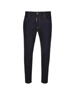 Dsquared2 Skater Jean Italian Address Logo Marineblaue Jeans