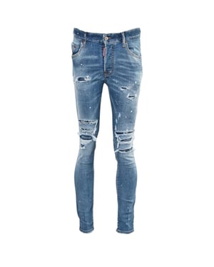 Dsquared2 Super Twinky Jean Paint Splash verstärkte zerrissene blaue Jeans