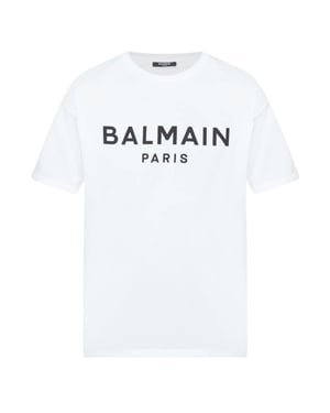 Balmain Paris - Weißes T-Shirt mit auffälligem Markenlogo