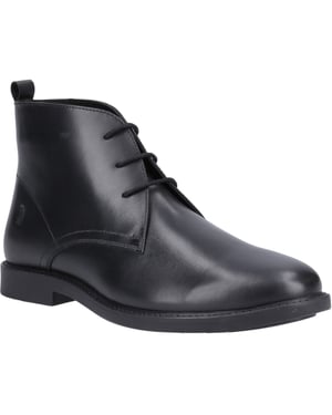 Hush Puppies Tate Senior Leder Jungen Stiefel Schwarz