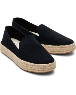 TOMS Carolina 100% Rindsleder Damen schwarze Espadrilles