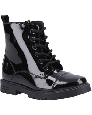 Hush Puppies Lauren Lackleder Stiefel für Mädchen in Schwarz