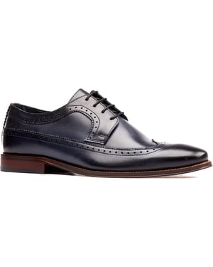 Base London Havisham Leder Herren Derby Schuhe in Marineblau