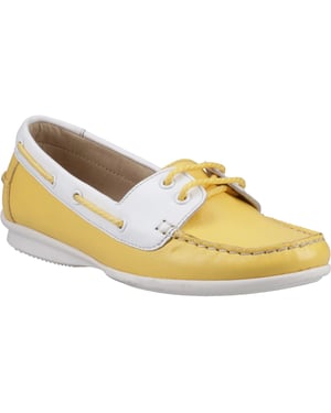 Hush Puppies Irene Leder Damen Gelbe Bootsschuhe