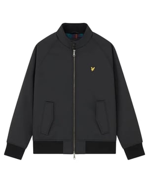 Tiefschwarze Softshell-Jacke mit Lyle & Scott-Markenemblem