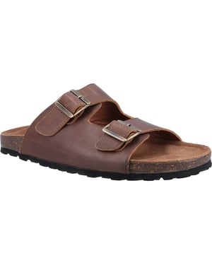 Hush Puppies Nash Slider Leder Herren Braun Sandalen