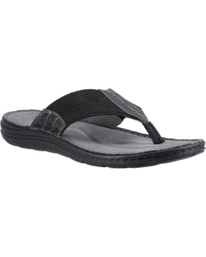 Hush Puppies Alan Toepost Leder Herren Schwarz Flip-Flops