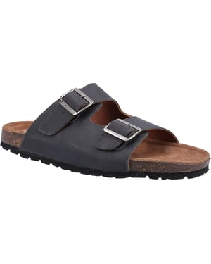 Hush Puppies Nash Slider Leder Herren Schwarz Sandalen