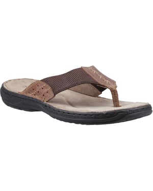 Hush Puppies Alan Zehentrenner Leder Herren Tan Flip-Flops