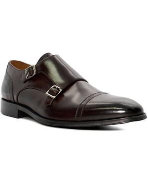 Dune Saloon Leder Herren Braune Doppel-Monk-Schuhe