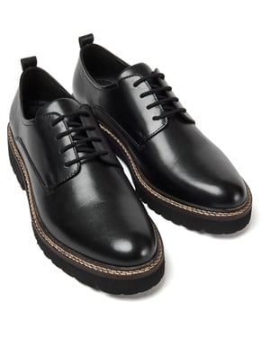 Pod Kris Leder Damen Schwarz Derby Schuhe