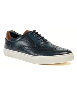 Pod Dobbs Leder Herren Marineblau Brogues Schuhe