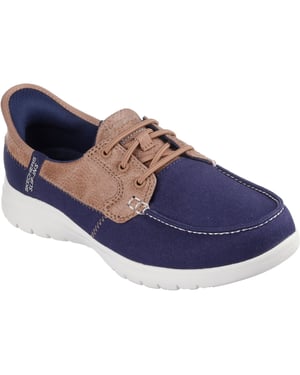 Skechers Palmilla Textil Damen Bootsschuhe in Marineblau