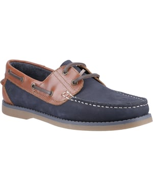 Hush Puppies Wilson Leder Herren Bootsschuhe Navy/Tan
