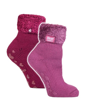 2er-Pack Damen Weiche Lounge-Socken mit Grippaufsatz