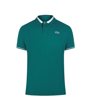 Cavalli Class - Grünes Poloshirt Mit Auffälligem Streifenkragen