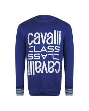 Cavalli Class - Sweatshirt Mit Rundhalsausschnitt Und Kräftigem Multi-logo In Irisblau