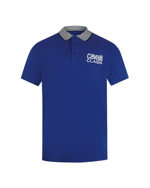 Cavalli Class - Poloshirt Mit Gestreiftem Kragen In Irisblau