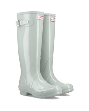 Hunter Original Tall Gloss Gummi Damen Wellington Stiefel in Sea Foam