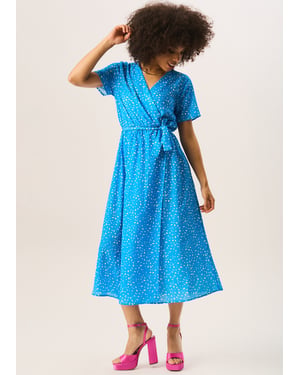 Gini London Wickel‑Midikleid mit Animal‑Print - Blau