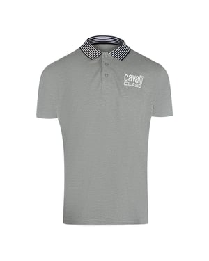 Cavalli Class - Graues Poloshirt Mit Gestreiftem Kragen