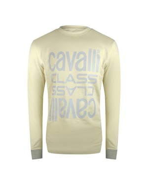 Cavalli Class Sweatshirt Mit Mehreren Logos In Beige Und Sand